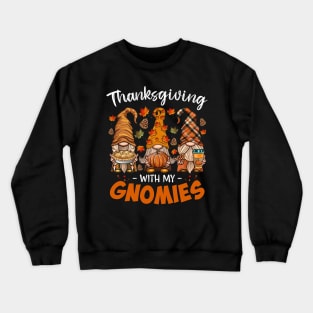 Thanksgiving With My Gnomie Leopard Pumpkin Funny Autumn Gnomes Shirt Crewneck Sweatshirt
